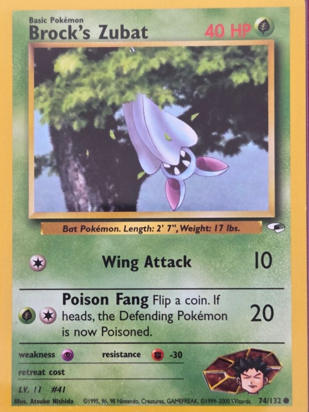 2000, POKEMON, BROCK'S ZUBAT CARD!!!